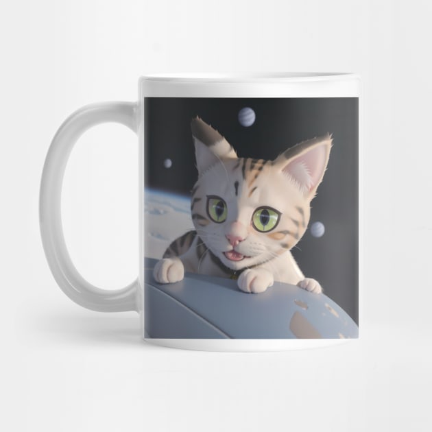 Galactic Explorer: Space Cat Print by designerhandsome